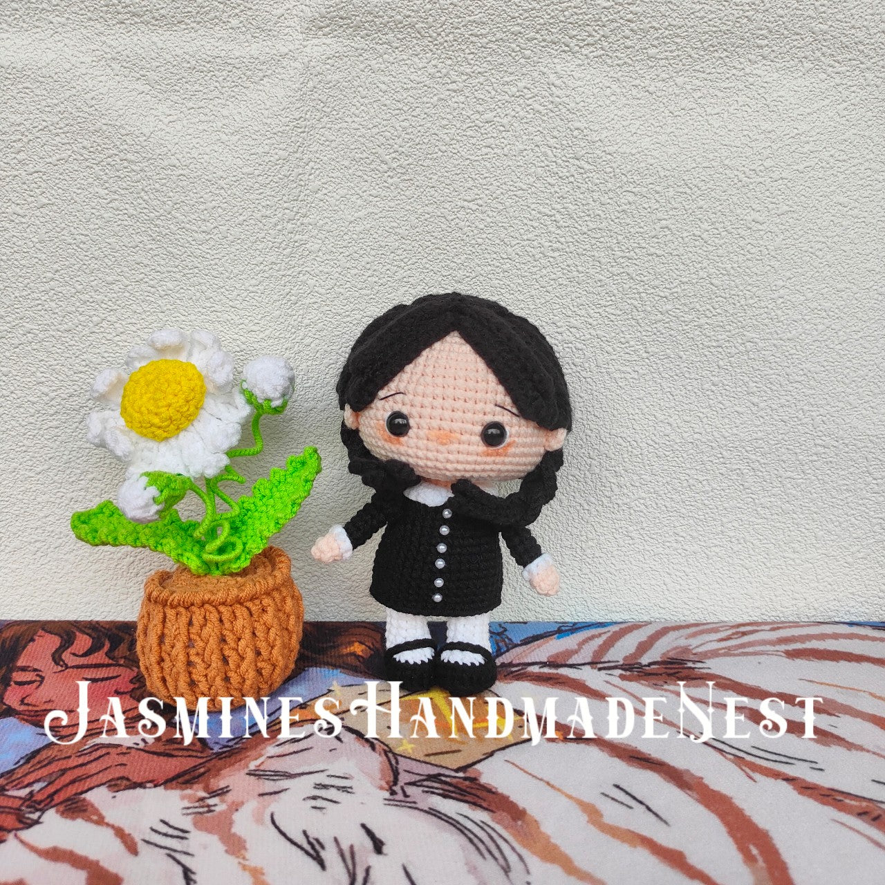 Handmade Gothic-Inspired Crochet Doll – Spooky Cute Plush Toy – Unique Gift for Halloween, Horror Fans, or Dark Aesthetic Decor
