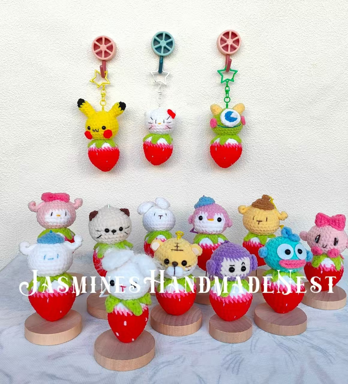 Handmade Crochet Strawberry Animal – Cute Amigurumi Plush, Mini Fruit Toy, Soft Collectible Gift for Kids & Adults