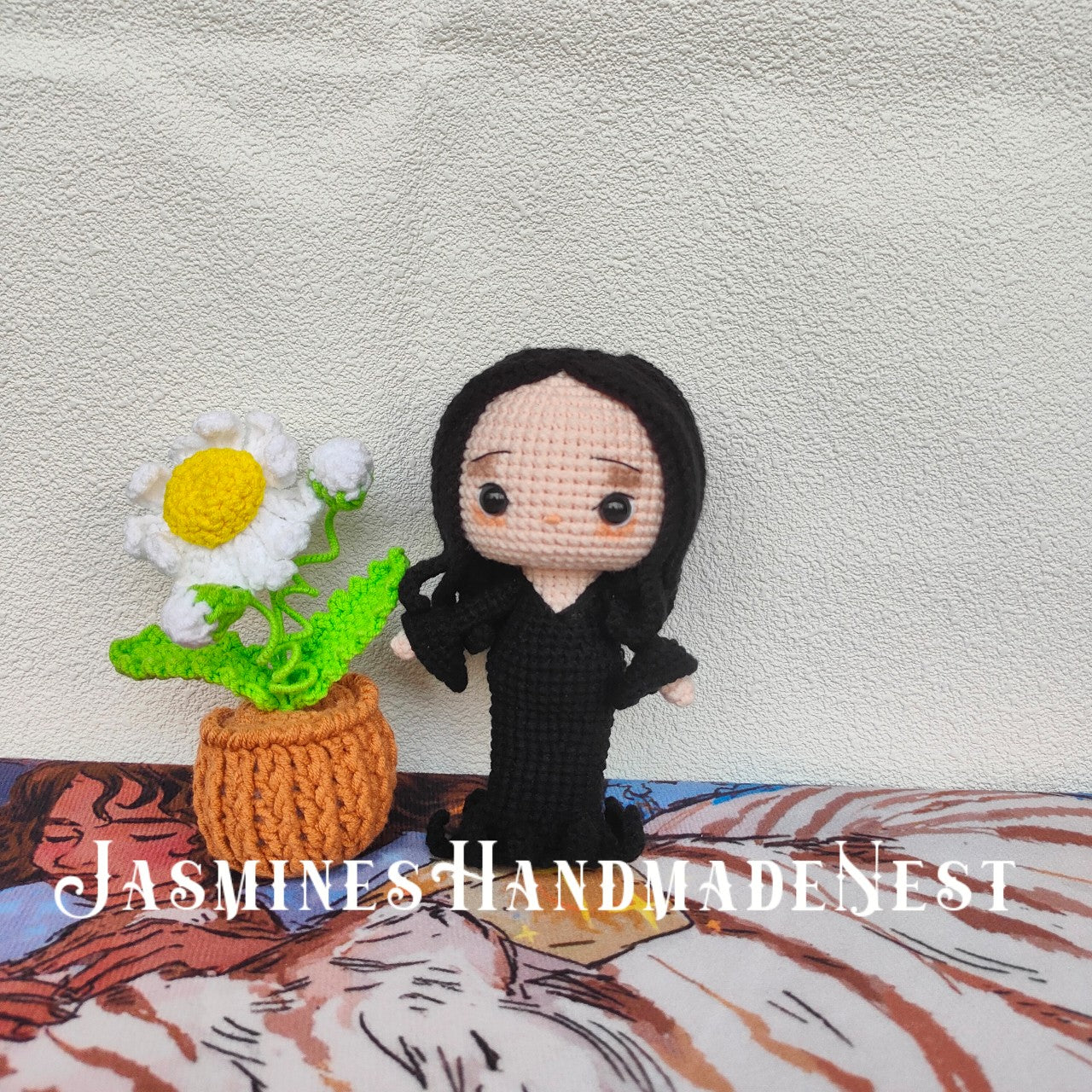 Handmade Gothic-Inspired Crochet Doll – Spooky Cute Plush Toy – Unique Gift for Halloween, Horror Fans, or Dark Aesthetic Decor