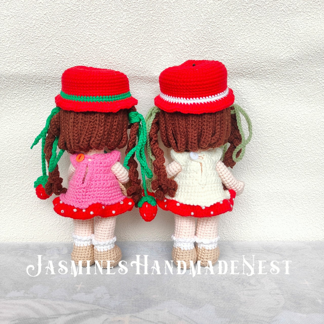 Handmade Strawberry Girl Doll – Fruity Crochet Plush in Pink or White – Cute Amigurumi Toy Gift for Kids, Nursery Decor, or Fruit-Themed Collectors