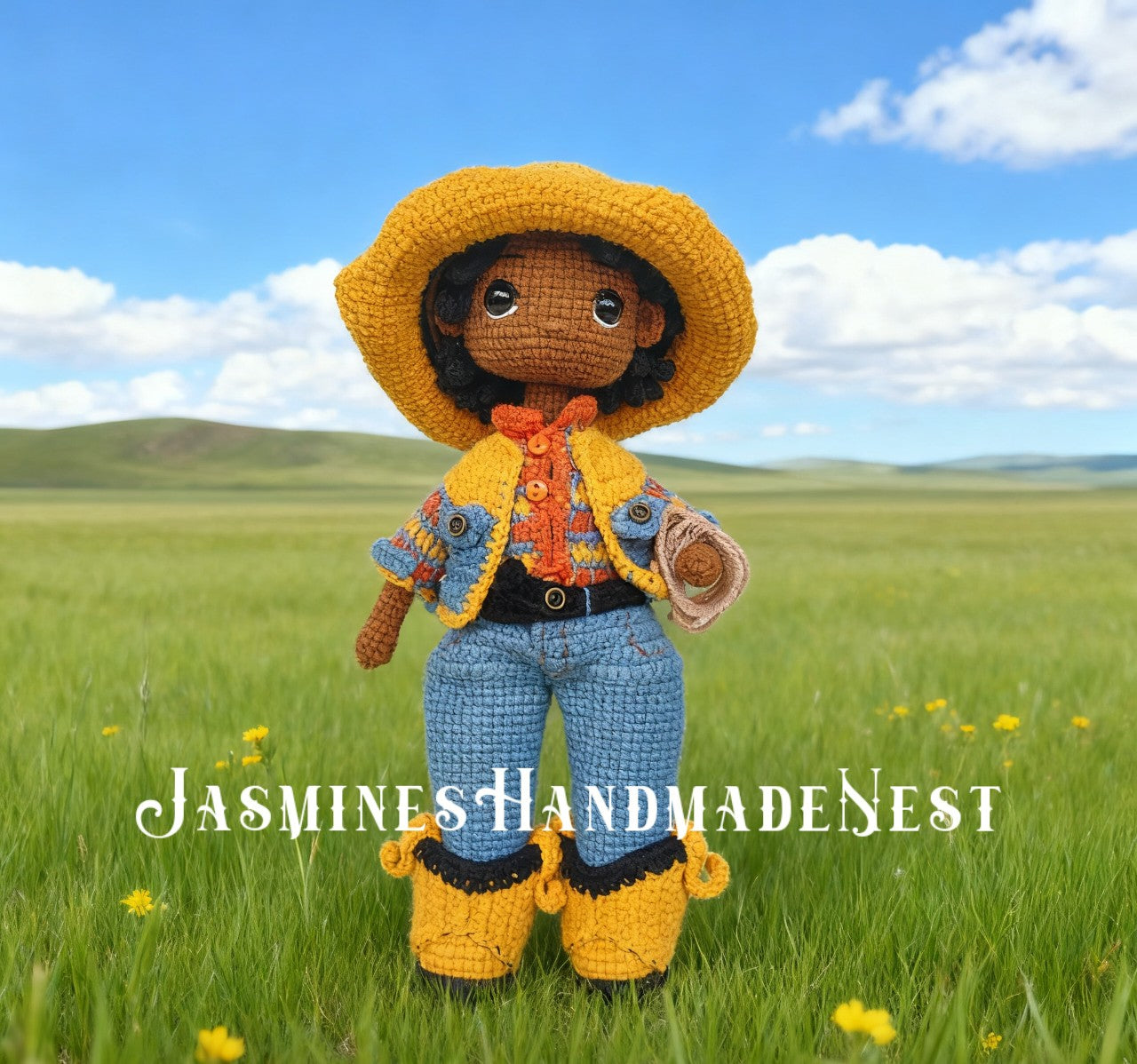 Handmade Crochet Cowboy and Cowgirl Dolls – Amigurumi Western Plush Toy Set – Soft Stuffed Doll Pair for Kids, Nursery Decor, or Collector Gift