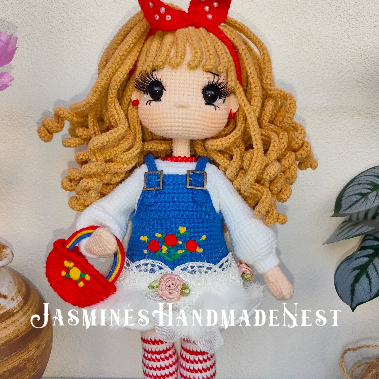 Handmade Crochet Rose Girl Doll – Adorable Amigurumi Plush Toy with Cute Flower Dress, Soft Knitted Doll, Playful and Sweet Gift for Kids, Birthday Present, Nursery Decor, Unique Collectible for Children and Doll Lovers