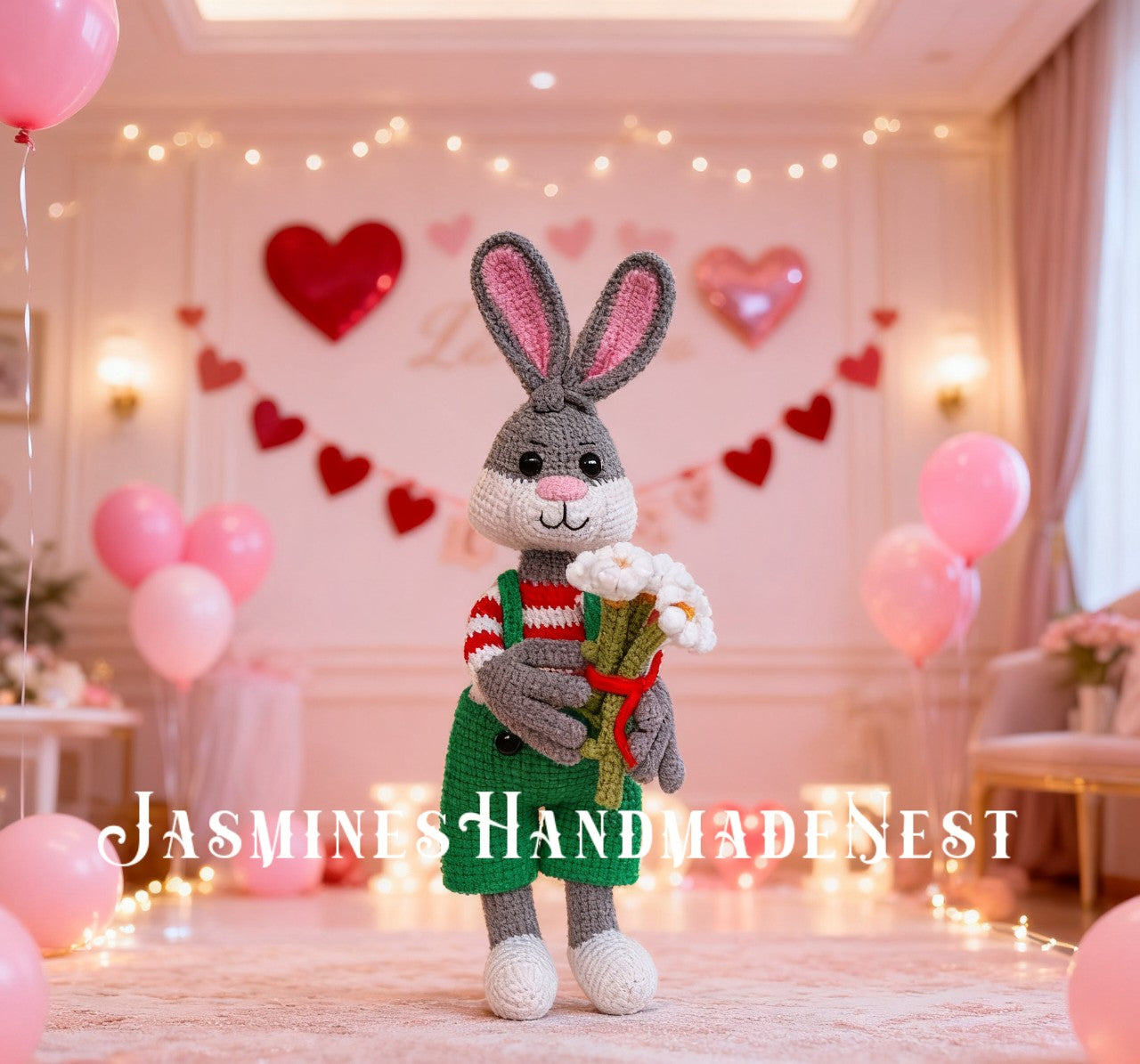 Handmade Crochet Bunny Couple – Amigurumi Rabbit Plush Dolls – Cute Stuffed Animal Gift for Birthday, Christmas, Easter, or Valentine’s Day