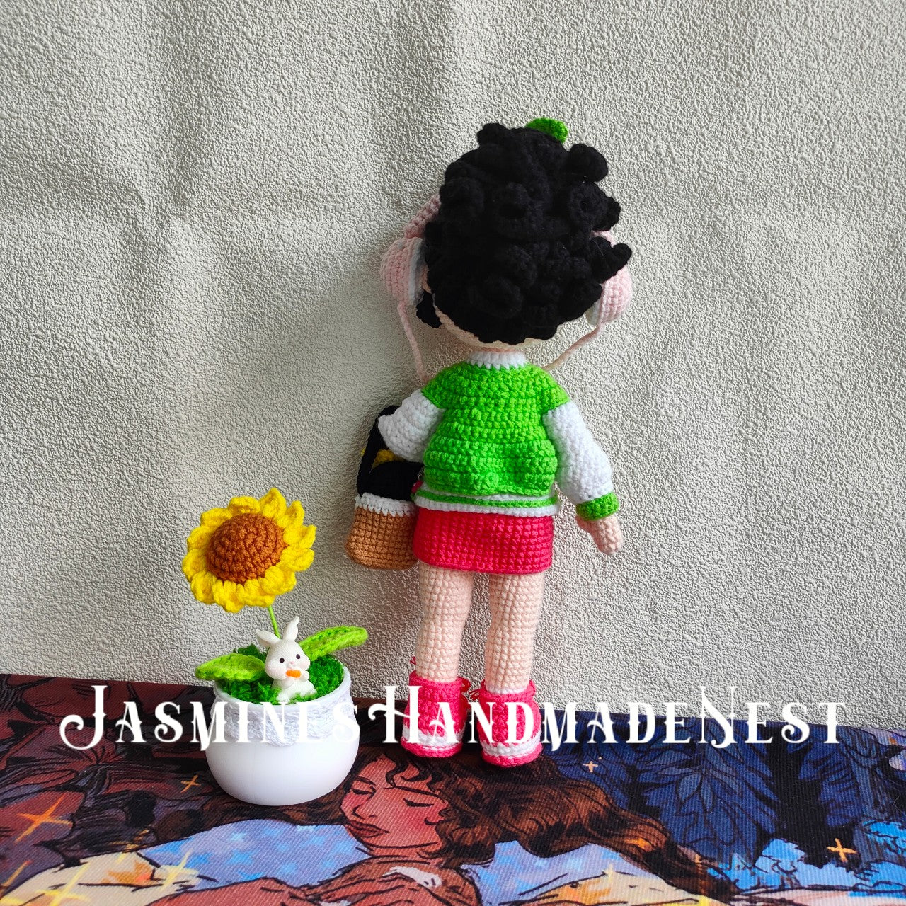 Knitted Headphone Girl Doll | Soft Cute Yarn Plush | Poseable & Huggable | Healing Decor Ornament | Perfect Gift for Music Lovers