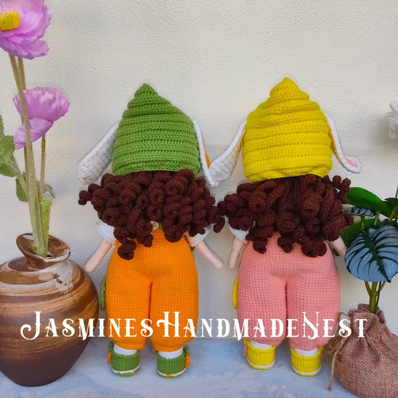 Handmade Crochet Bunny Girl Doll – Cute Amigurumi Plush Toy, Soft Knitted Rabbit Doll, Adorable Gift for Kids, Birthday Present, Nursery Decoration, Unique Collectible for Doll Lovers and Children