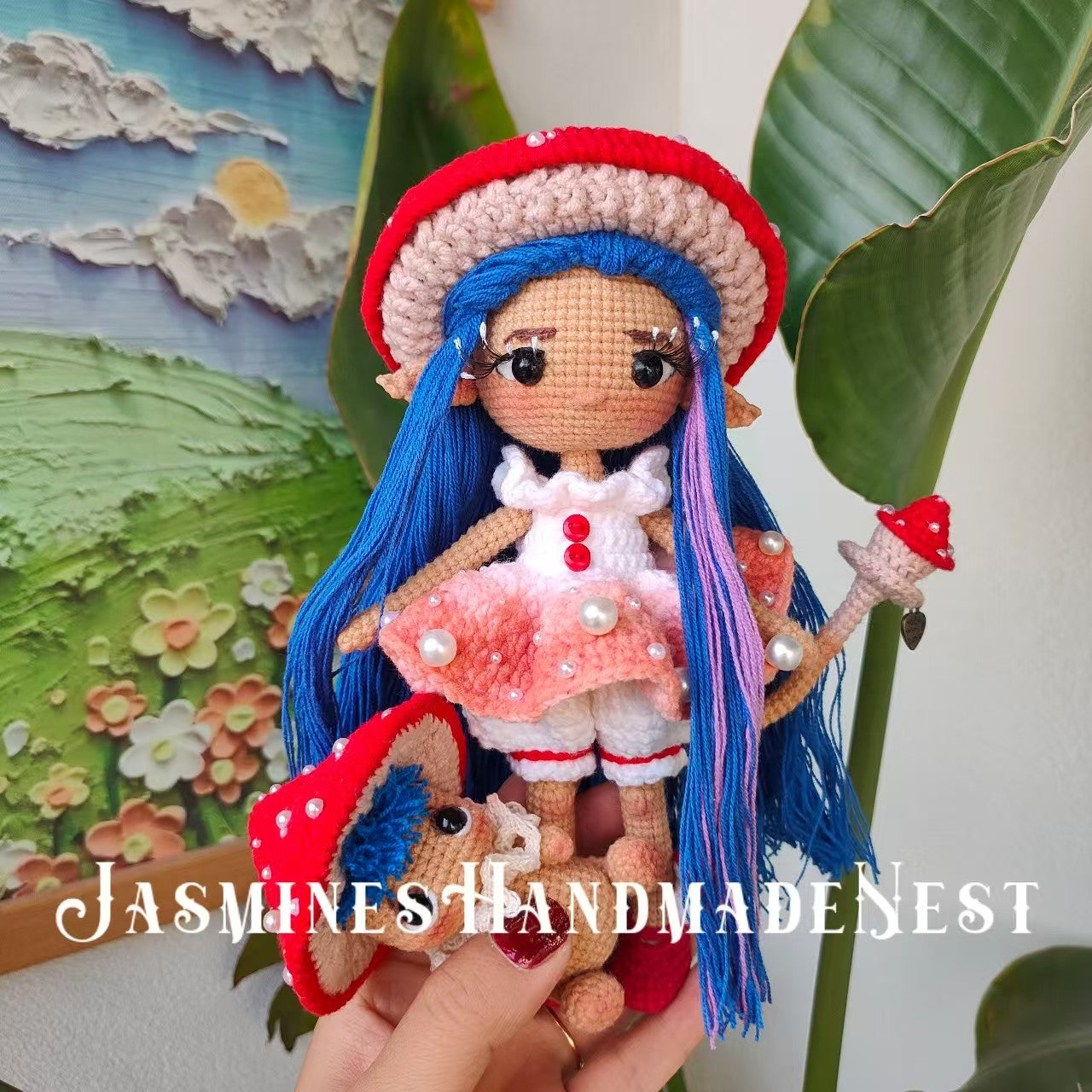 Crochet doll ,Amigurumi Mushroom Doll, Crochet Woodland Fairy Girl, Handmade Amanita-Inspired Plush, Custom Critter Toy, custom Stuffed Toys