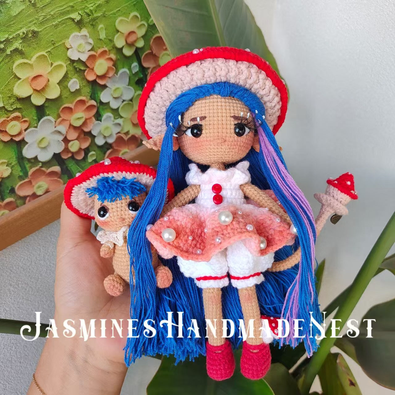 Crochet doll ,Amigurumi Mushroom Doll, Crochet Woodland Fairy Girl, Handmade Amanita-Inspired Plush, Custom Critter Toy, custom Stuffed Toys