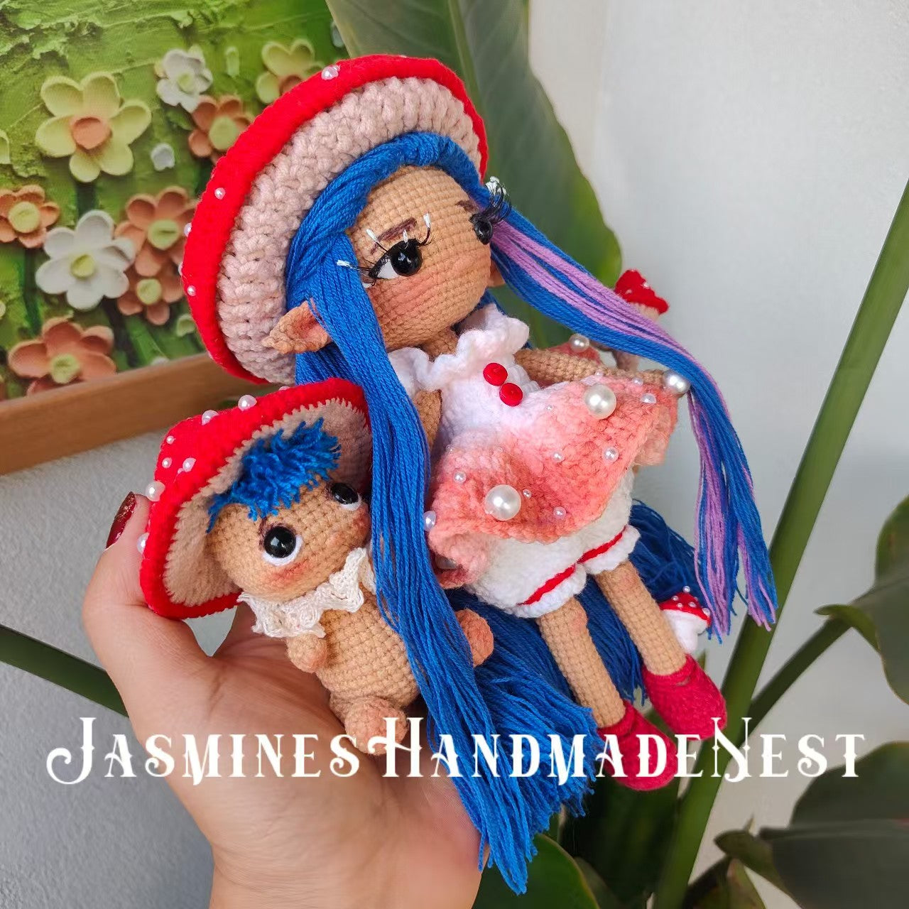 Crochet doll ,Amigurumi Mushroom Doll, Crochet Woodland Fairy Girl, Handmade Amanita-Inspired Plush, Custom Critter Toy, custom Stuffed Toys