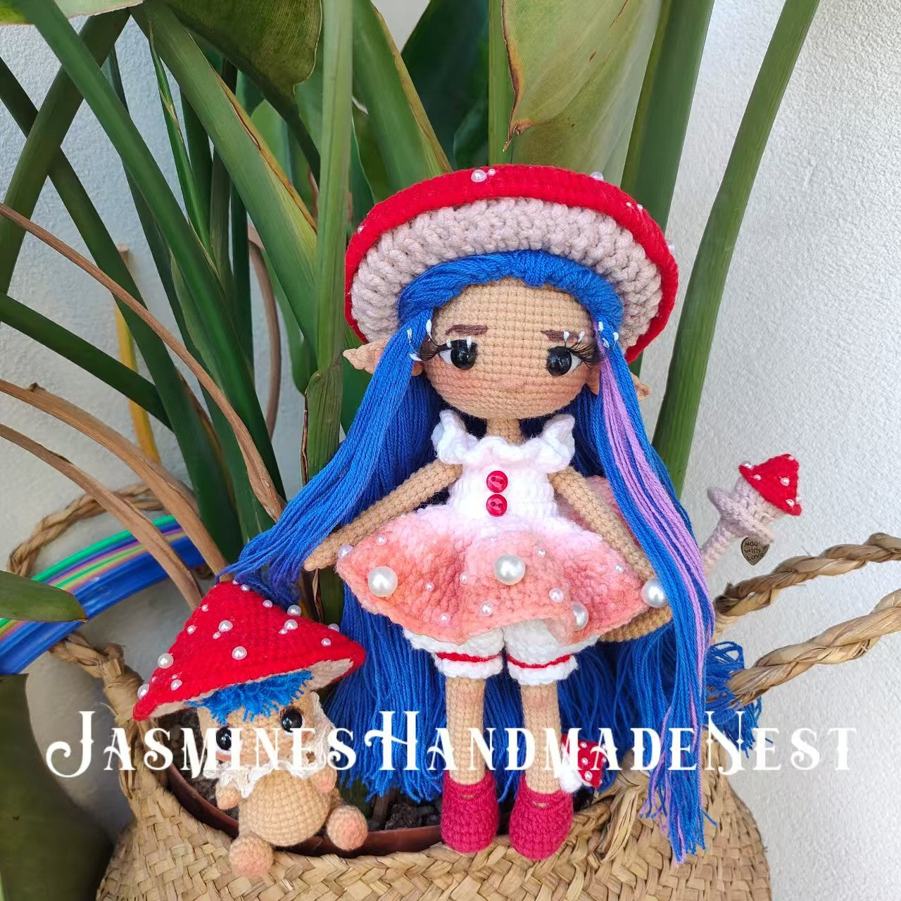 Crochet doll ,Amigurumi Mushroom Doll, Crochet Woodland Fairy Girl, Handmade Amanita-Inspired Plush, Custom Critter Toy, custom Stuffed Toys