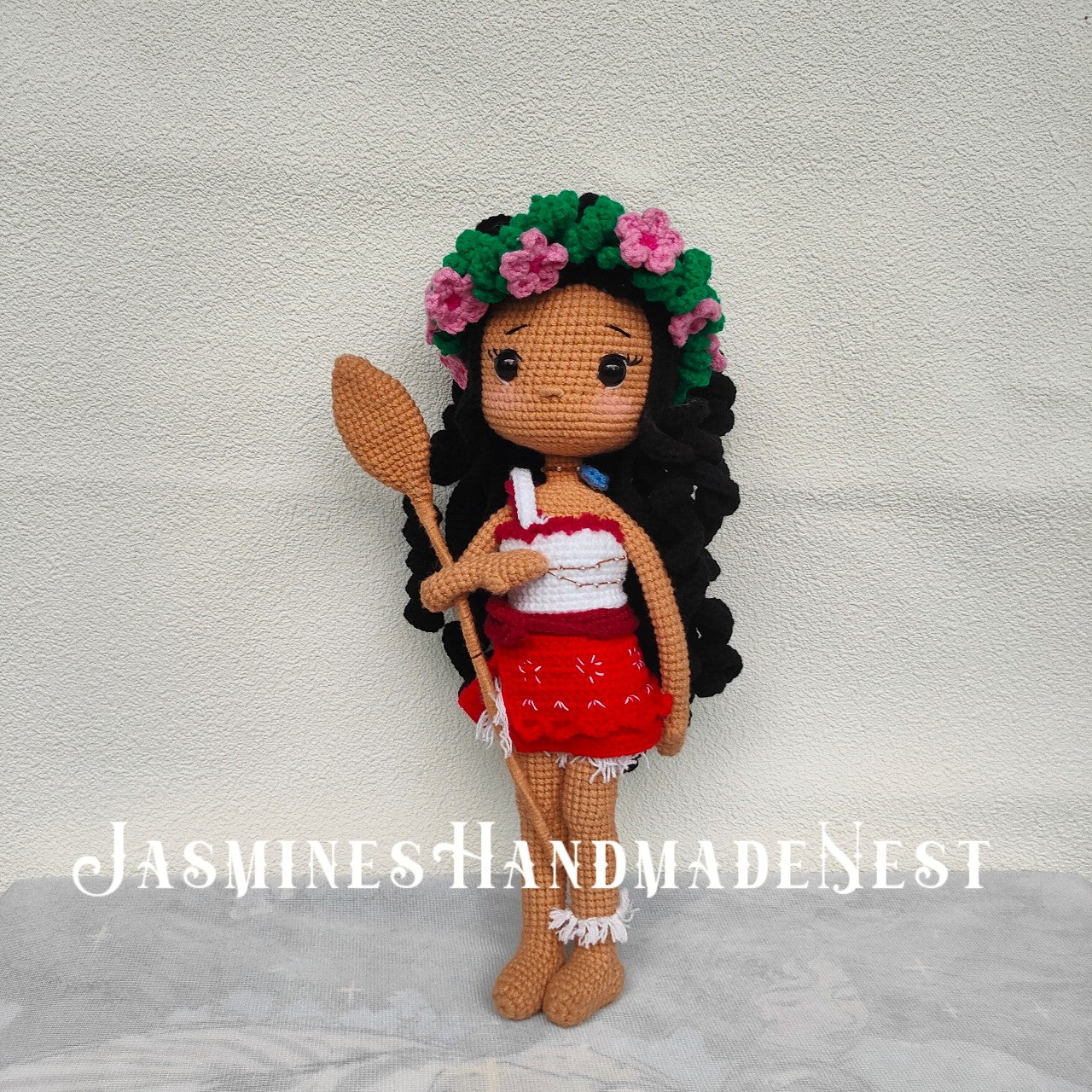 Festive Ocean Girl Crochet Doll – Handmade Amigurumi Plush Toy, Tropical Island Inspired Soft Doll, Holiday Gift for Kids, Nursery Decor, Collectible Softie