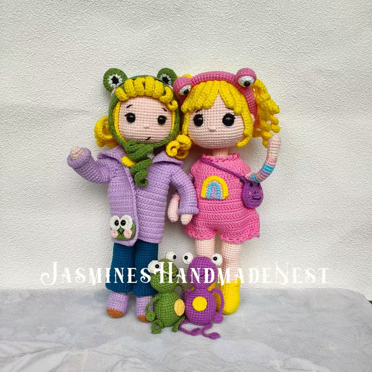 Cute Frog Girl Plush – Handmade Crochet Dolls in Frog Outfits, Multiple Styles Available, Soft Amigurumi Toy, Whimsical Gift for Kids or Collectors