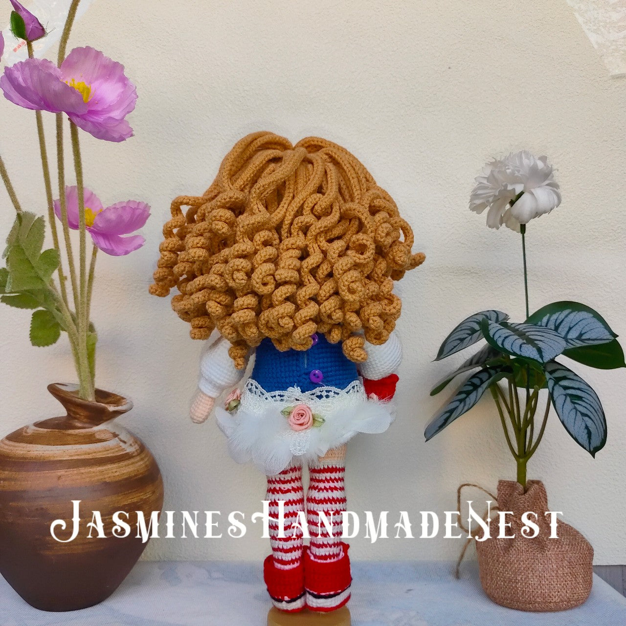 Handmade Crochet Rose Girl Doll – Adorable Amigurumi Plush Toy with Cute Flower Dress, Soft Knitted Doll, Playful and Sweet Gift for Kids, Birthday Present, Nursery Decor, Unique Collectible for Children and Doll Lovers