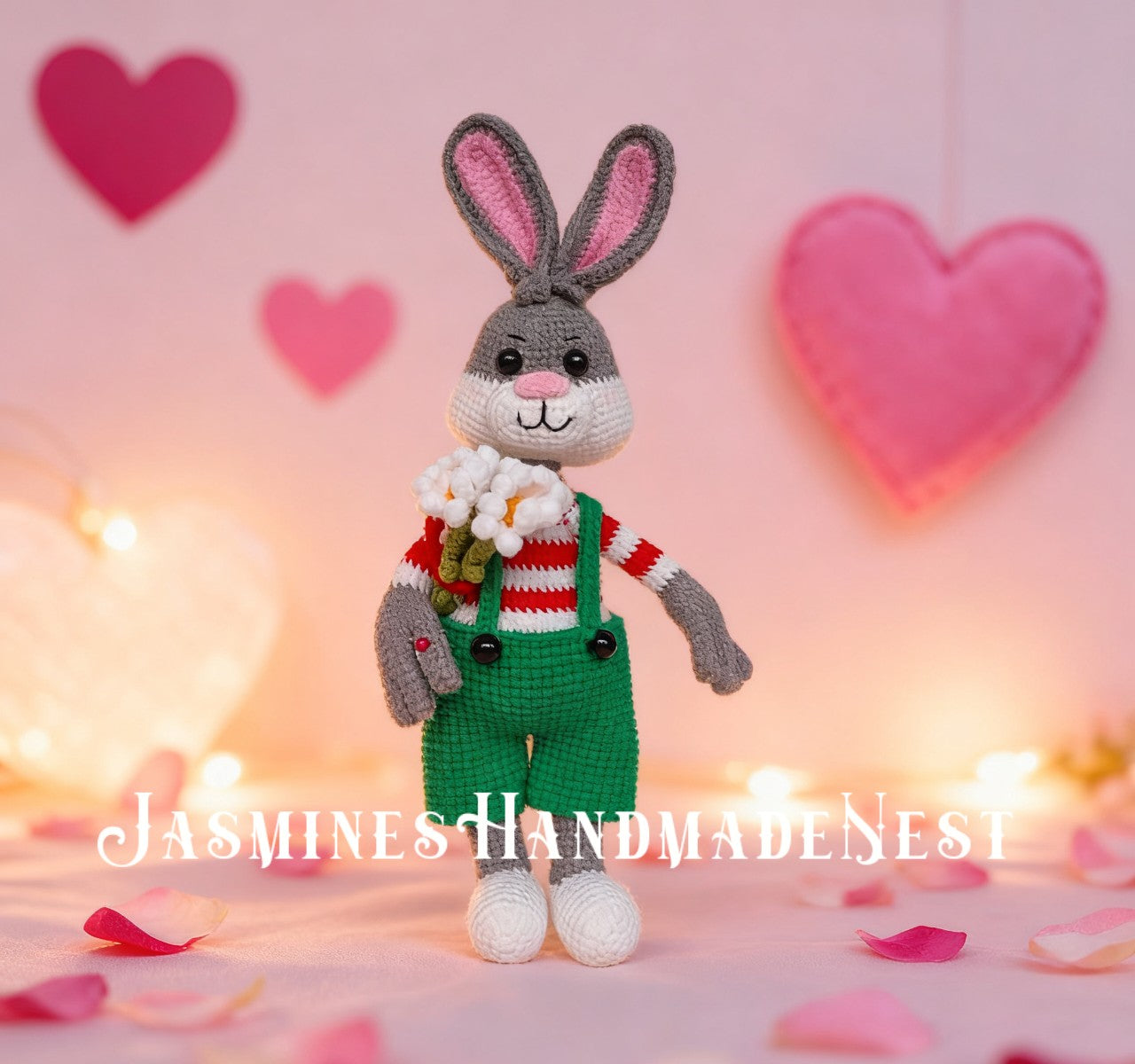Handmade Crochet Bunny Couple – Amigurumi Rabbit Plush Dolls – Cute Stuffed Animal Gift for Birthday, Christmas, Easter, or Valentine’s Day