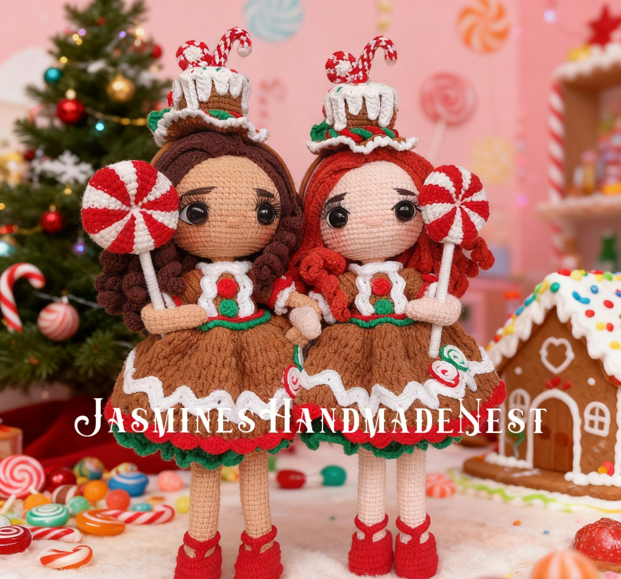 Crochet Gingerbread Girl Doll – Handmade Amigurumi Plush Toy, Holiday Decoration, Cute Collectible Doll, Birthday or Baby Shower Gift for Kids