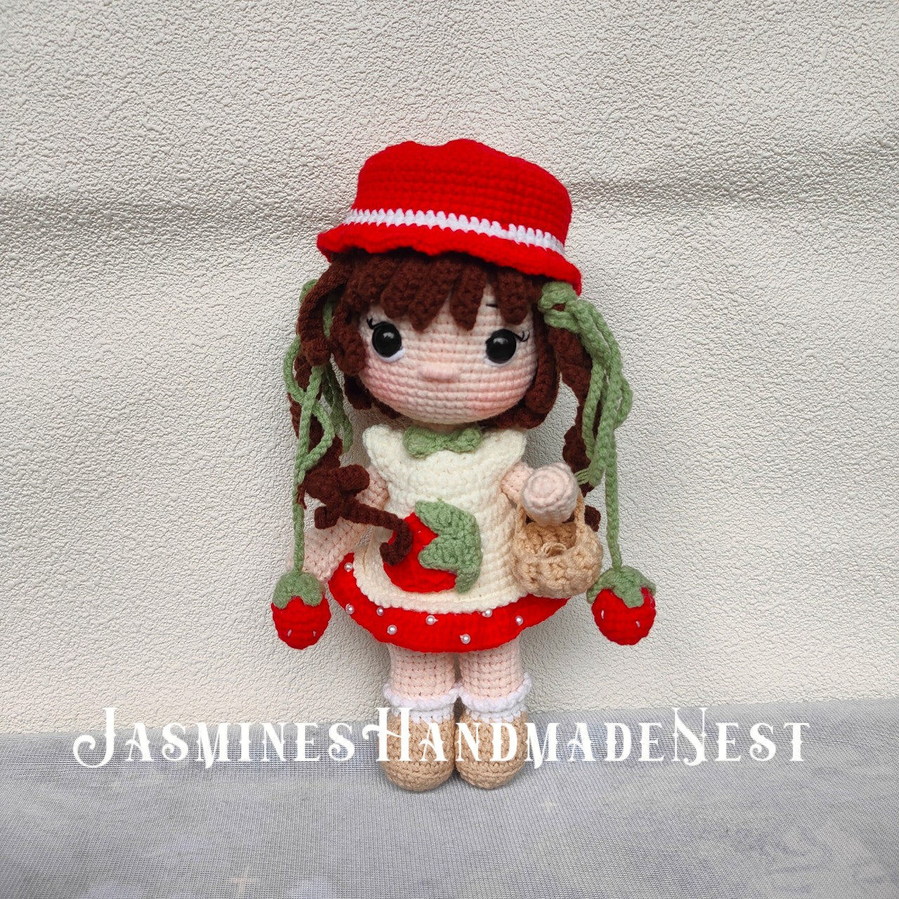 Handmade Strawberry Girl Doll – Fruity Crochet Plush in Pink or White – Cute Amigurumi Toy Gift for Kids, Nursery Decor, or Fruit-Themed Collectors