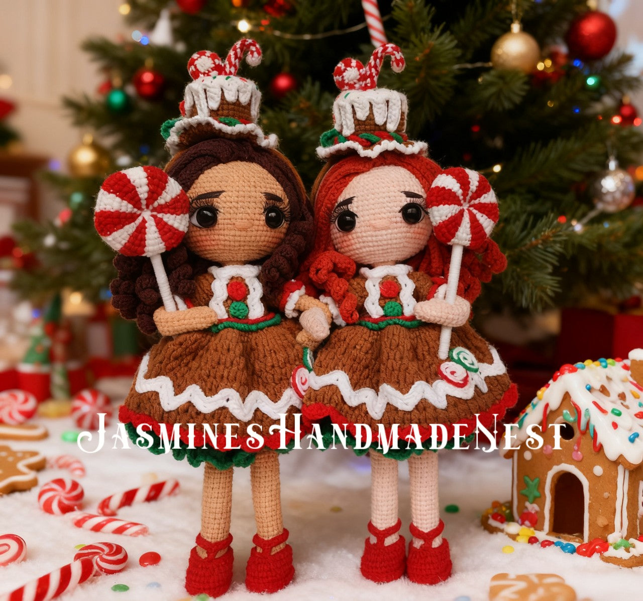 Crochet Gingerbread Girl Doll – Handmade Amigurumi Plush Toy, Holiday Decoration, Cute Collectible Doll, Birthday or Baby Shower Gift for Kids