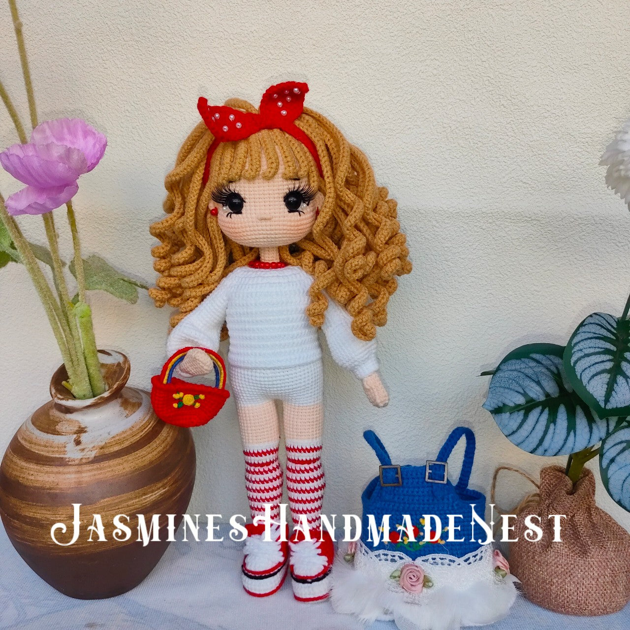 Handmade Crochet Rose Girl Doll – Adorable Amigurumi Plush Toy with Cute Flower Dress, Soft Knitted Doll, Playful and Sweet Gift for Kids, Birthday Present, Nursery Decor, Unique Collectible for Children and Doll Lovers