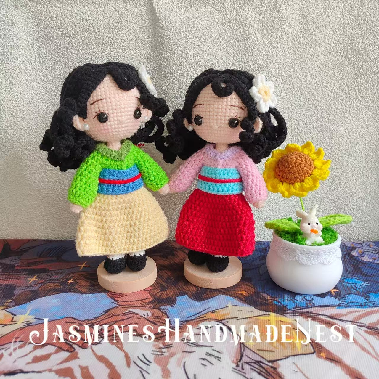 Handmade Warrior-Inspired Crochet Doll – Poseable Amigurumi Girl Toy with Red & Green Outfit – Unique Gift for Kids or Collectors