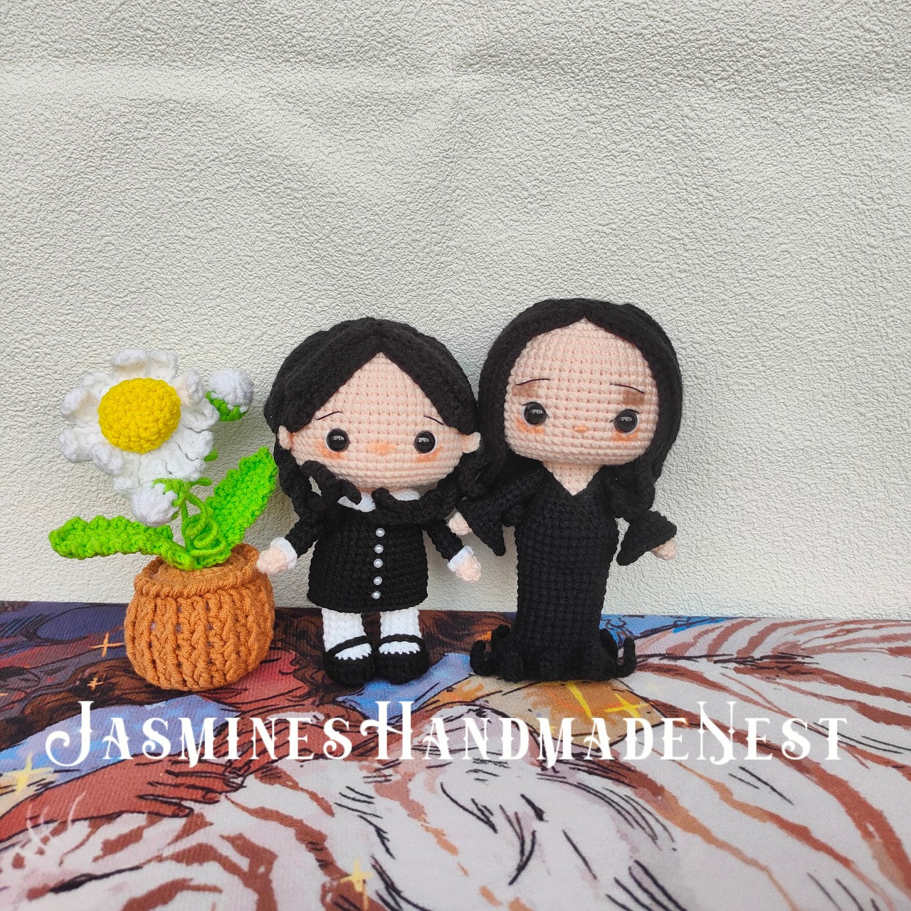 Handmade Gothic-Inspired Crochet Doll – Spooky Cute Plush Toy – Unique Gift for Halloween, Horror Fans, or Dark Aesthetic Decor