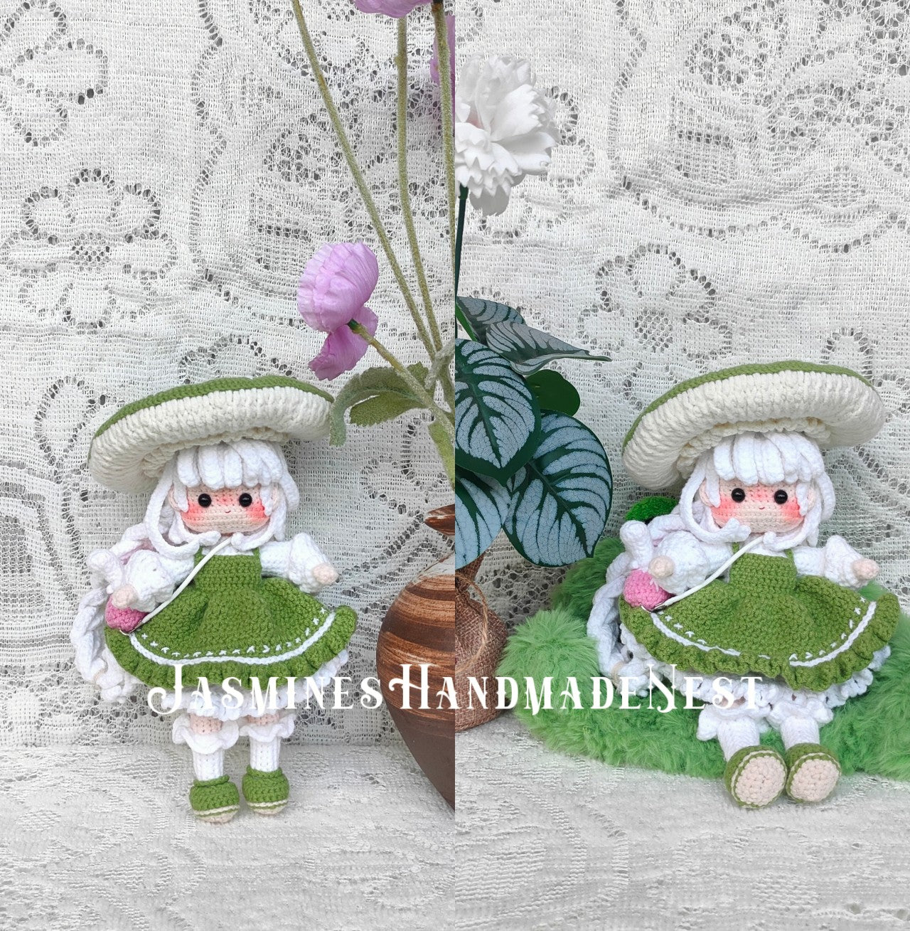 Handmade Crochet Mushroom Doll – Cute Woodland Fairy Girl Amigurumi Plush – Amanita-Inspired Princess Toy – Custom Stuffed Doll Gift for Kids & Halloween Decor