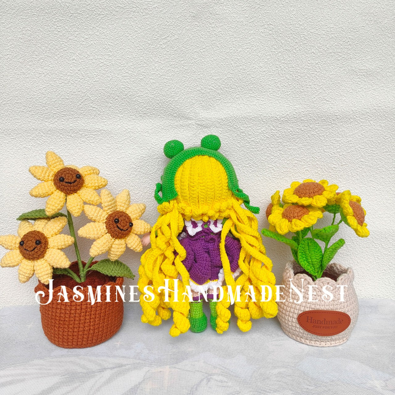 Wishing Girl in Frog Costume – Handmade Crochet Plush Doll, Whimsical Amigurumi Gift, Soft Toy for Kids, Room Decor or Collector Display