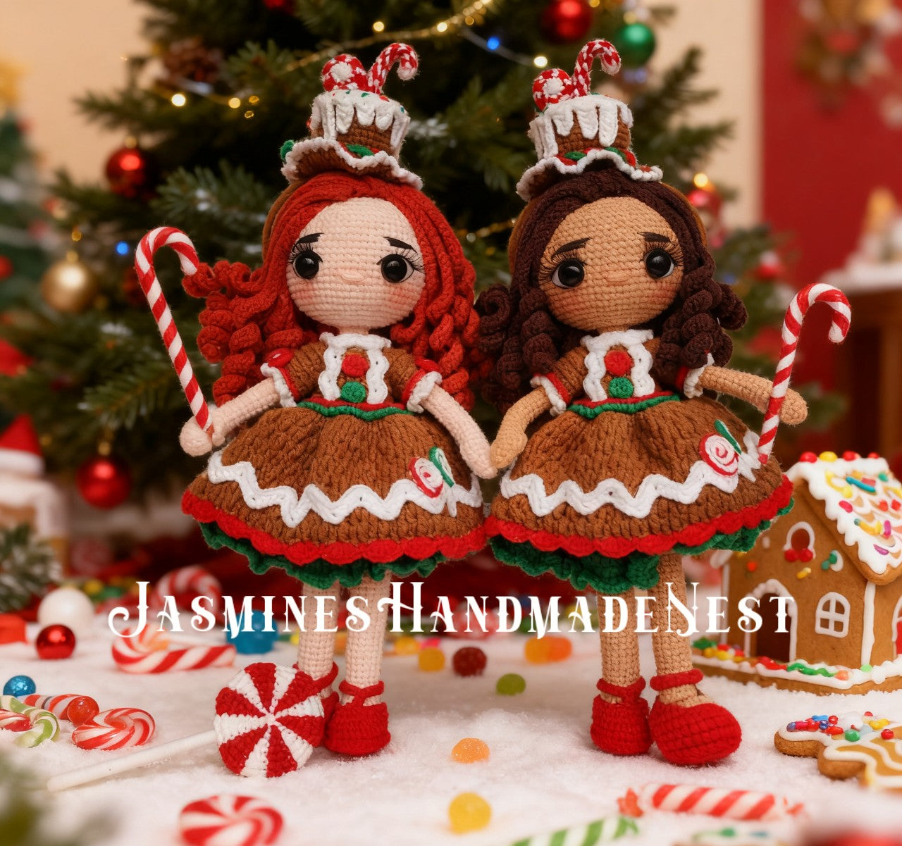 Crochet Gingerbread Girl Doll – Handmade Amigurumi Plush Toy, Holiday Decoration, Cute Collectible Doll, Birthday or Baby Shower Gift for Kids