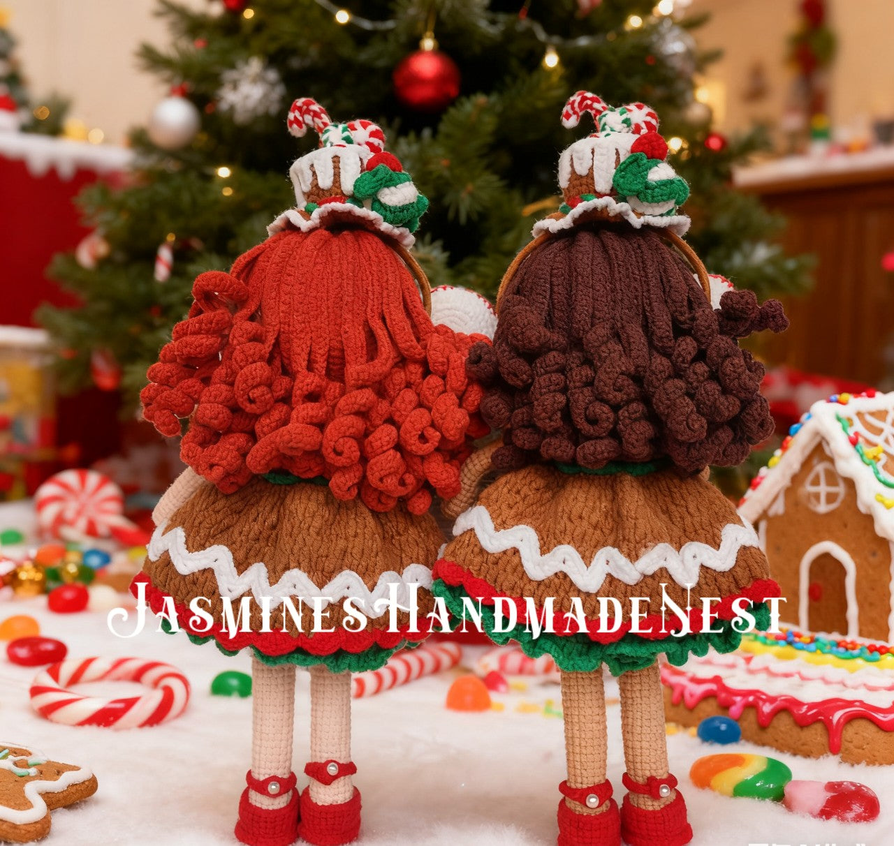 Crochet Gingerbread Girl Doll – Handmade Amigurumi Plush Toy, Holiday Decoration, Cute Collectible Doll, Birthday or Baby Shower Gift for Kids
