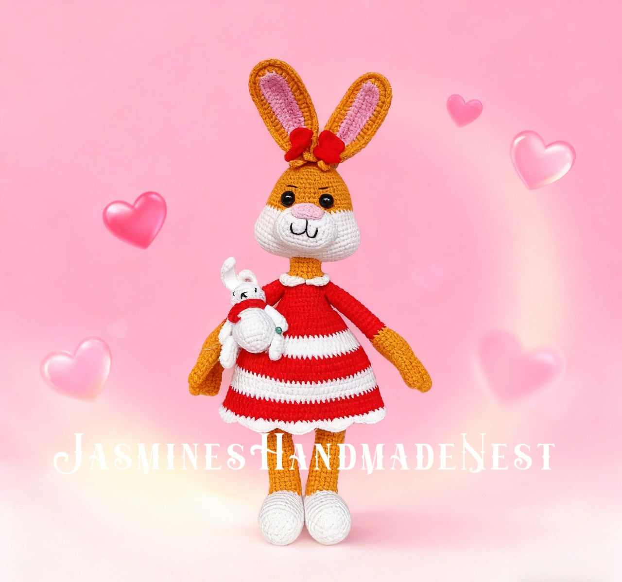 Handmade Crochet Bunny Couple – Amigurumi Rabbit Plush Dolls – Cute Stuffed Animal Gift for Birthday, Christmas, Easter, or Valentine’s Day