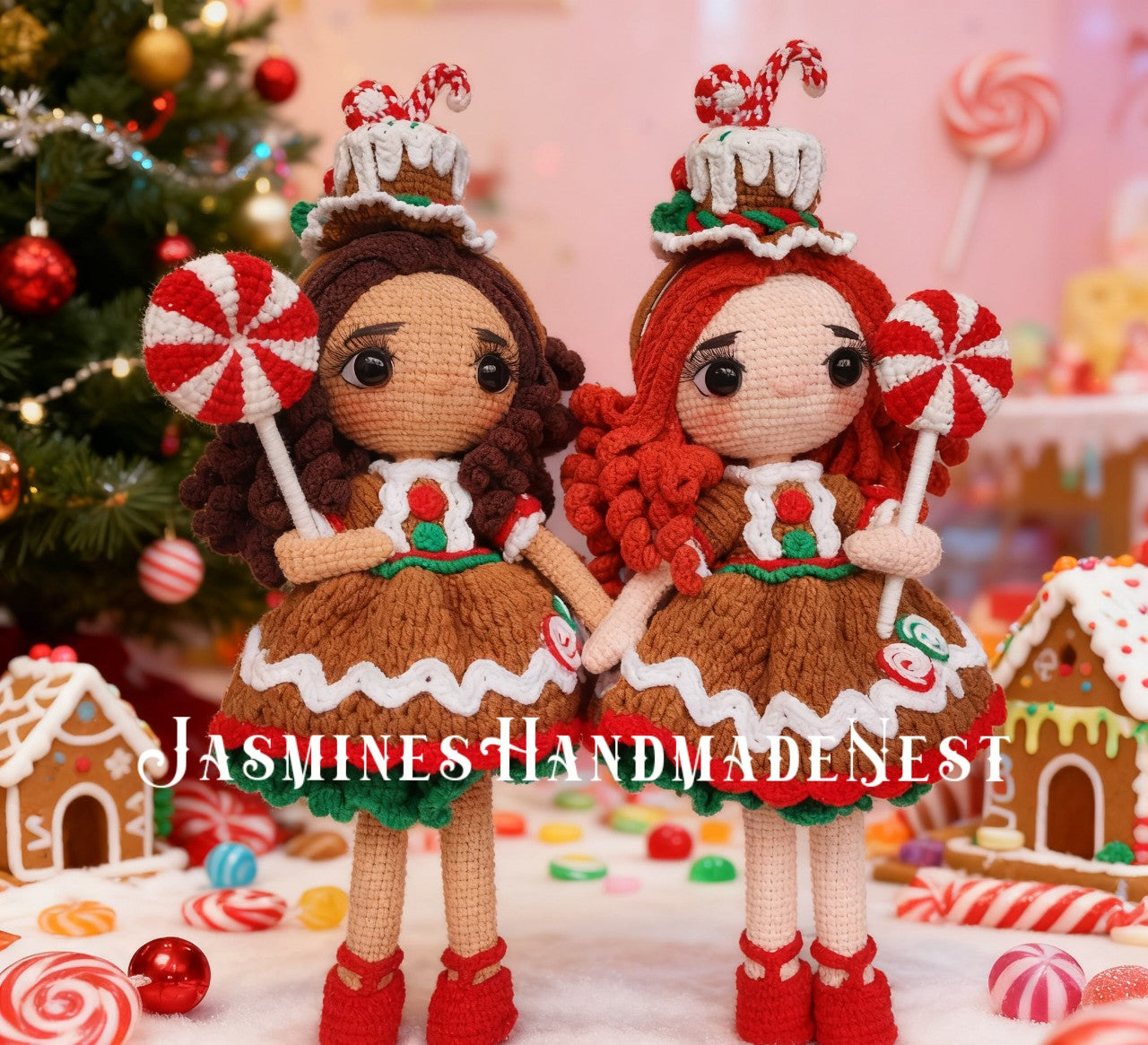 Crochet Gingerbread Girl Doll – Handmade Amigurumi Plush Toy, Holiday Decoration, Cute Collectible Doll, Birthday or Baby Shower Gift for Kids