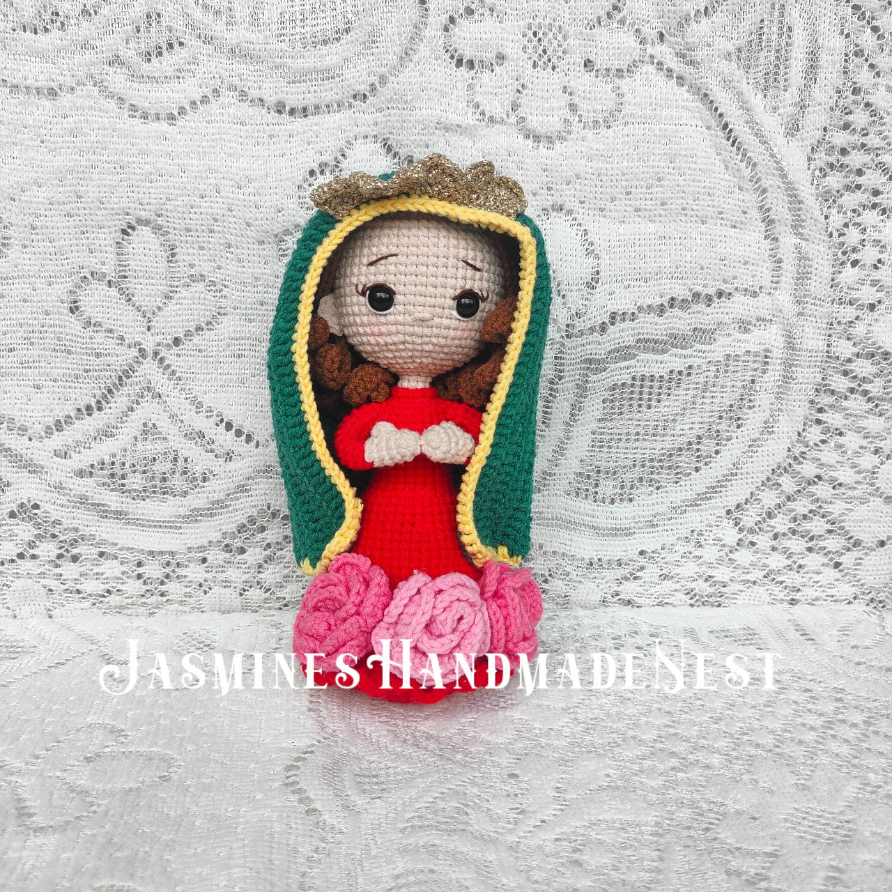 Handmade Crochet Virgin Mary Inspired Doll – Amigurumi Catholic Religious Keepsake, Baptism & First Communion Gift, Handmade Holy Figurine, Home Decor