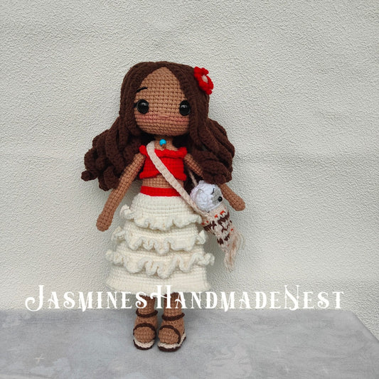 Festive Ocean Girl Crochet Doll – Handmade Amigurumi Plush Toy, Tropical Island Inspired Soft Doll, Holiday Gift for Kids, Nursery Decor, Collectible Softie