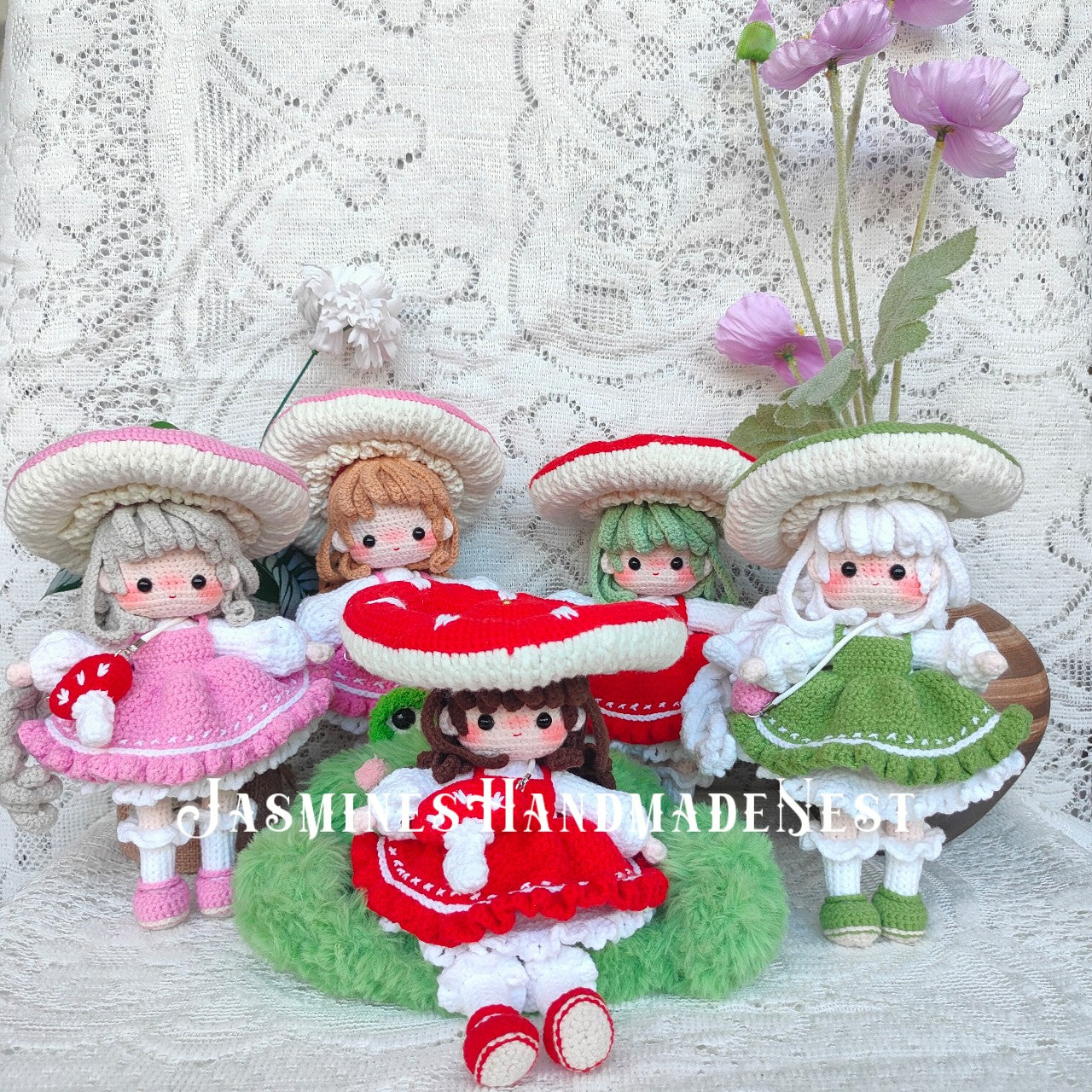 Handmade Crochet Mushroom Doll – Cute Woodland Fairy Girl Amigurumi Plush – Amanita-Inspired Princess Toy – Custom Stuffed Doll Gift for Kids & Halloween Decor