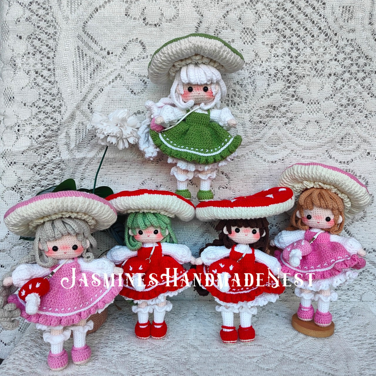 Handmade Crochet Mushroom Doll – Cute Woodland Fairy Girl Amigurumi Plush – Amanita-Inspired Princess Toy – Custom Stuffed Doll Gift for Kids & Halloween Decor