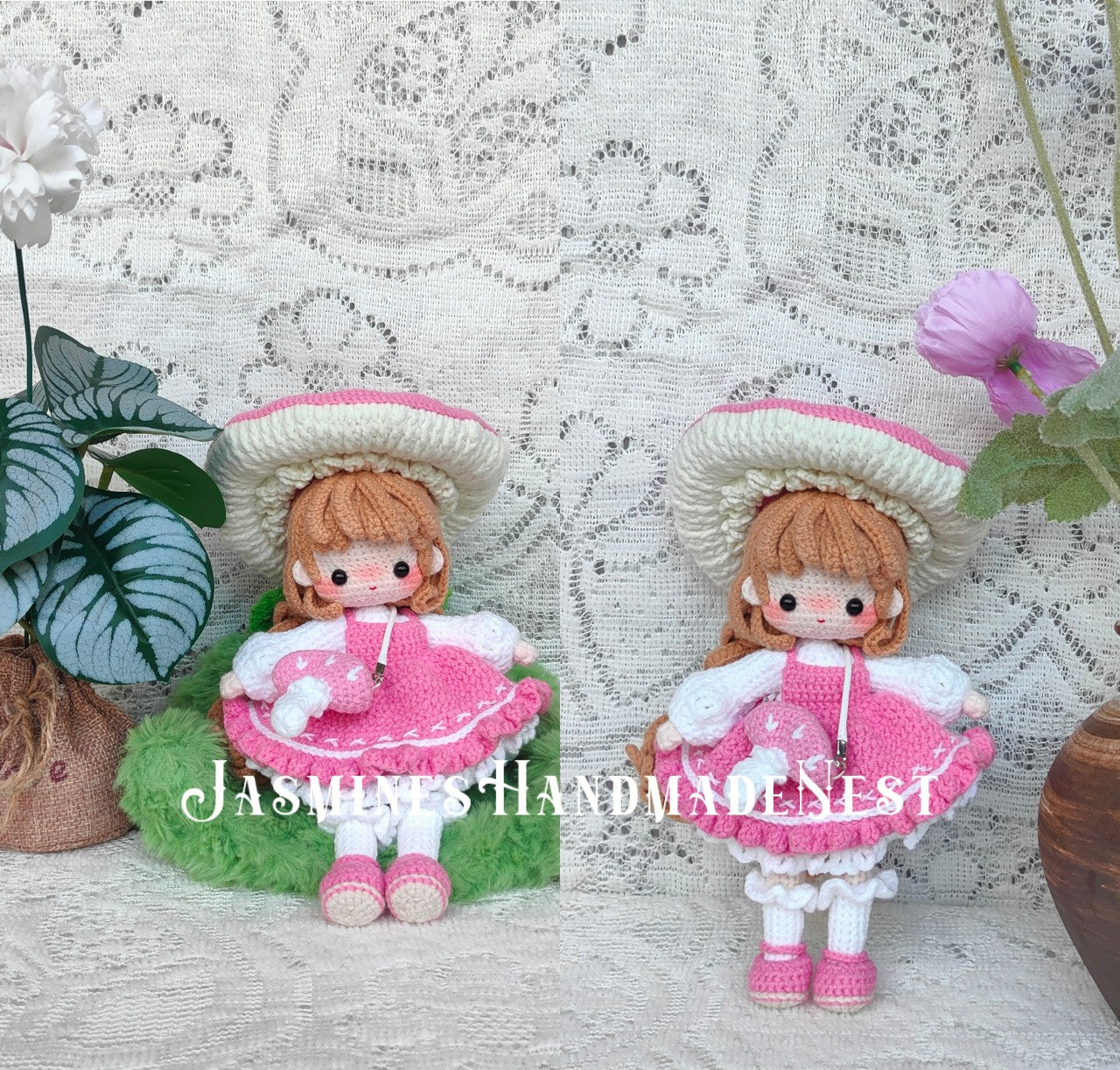 Handmade Crochet Mushroom Doll – Cute Woodland Fairy Girl Amigurumi Plush – Amanita-Inspired Princess Toy – Custom Stuffed Doll Gift for Kids & Halloween Decor