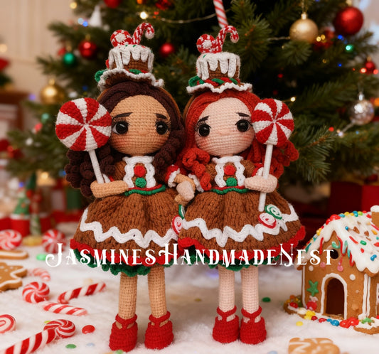 Crochet Gingerbread Girl Doll – Handmade Amigurumi Plush Toy, Holiday Decoration, Cute Collectible Doll, Birthday or Baby Shower Gift for Kids