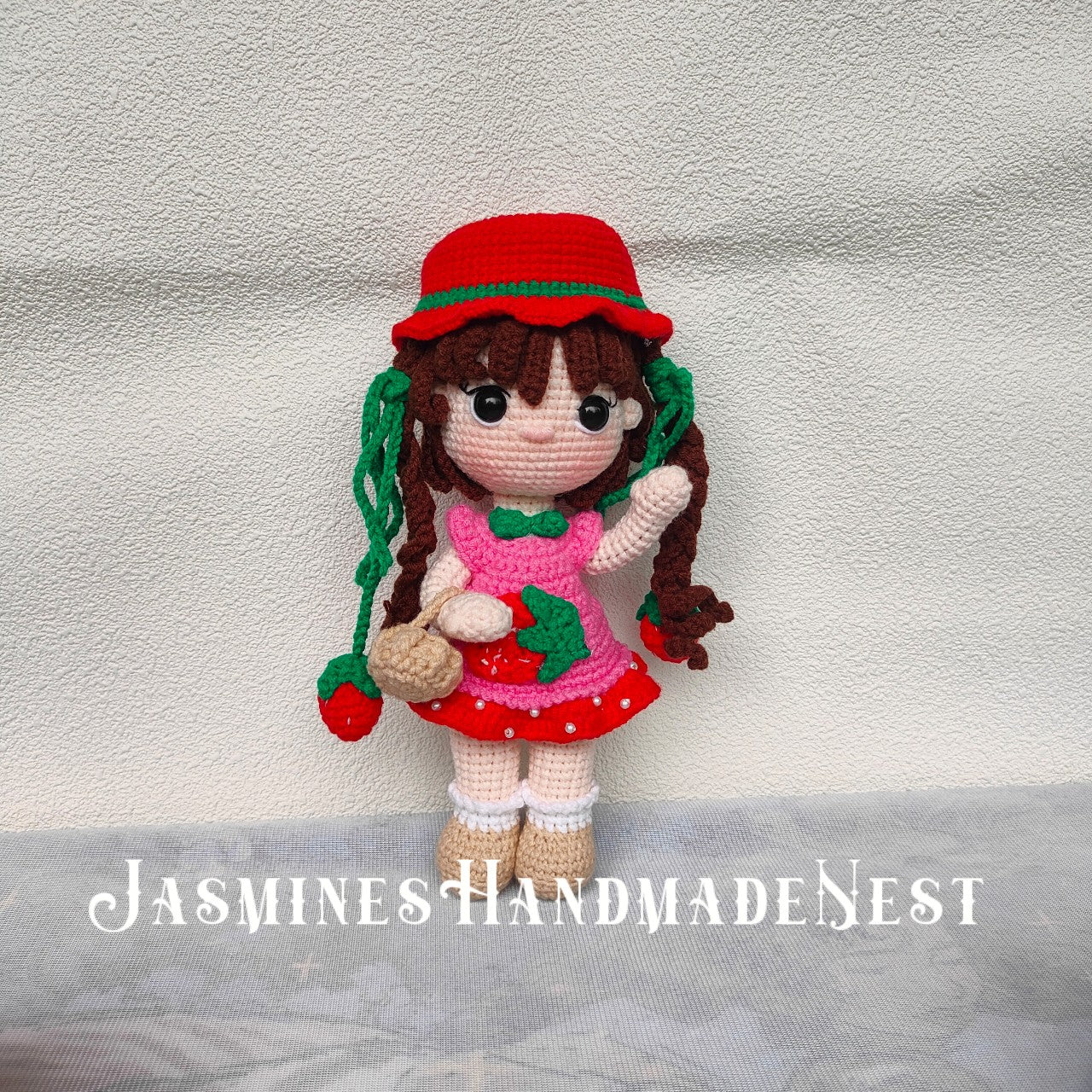 Handmade Strawberry Girl Doll – Fruity Crochet Plush in Pink or White – Cute Amigurumi Toy Gift for Kids, Nursery Decor, or Fruit-Themed Collectors