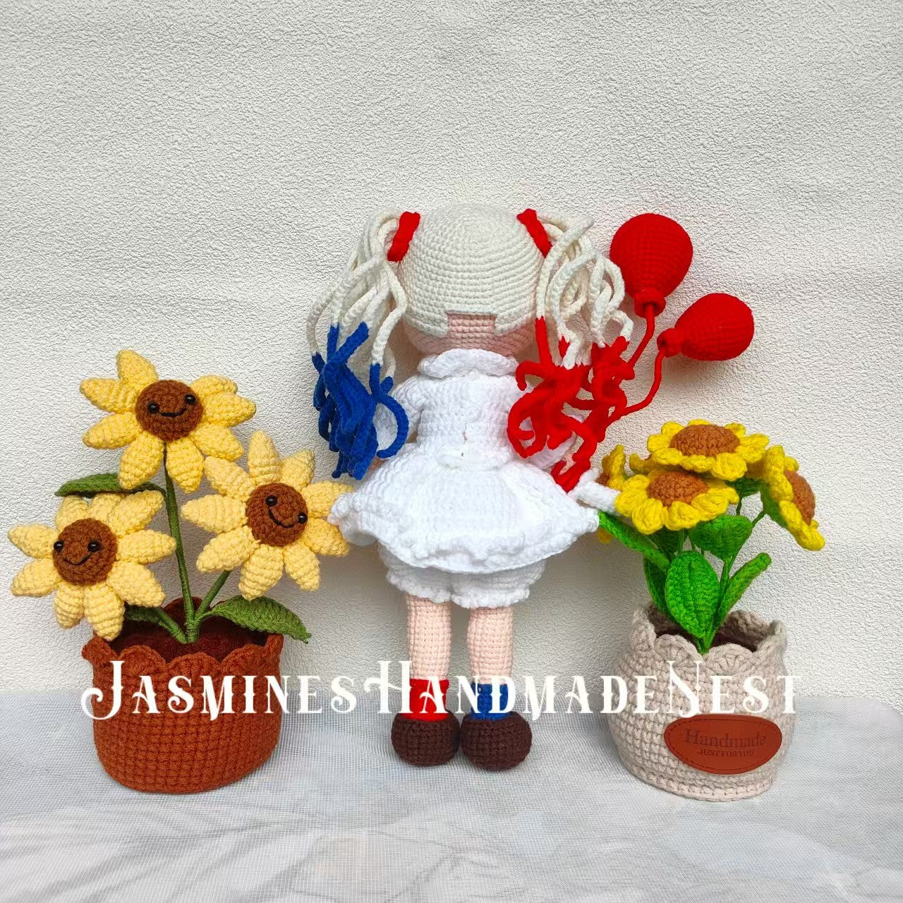 Handmade Quirky Clown Girl Doll – Crochet Plush Toy with Colorful Hair & Outfit, Unique Gift for Collectors & Fun-Loving Fans