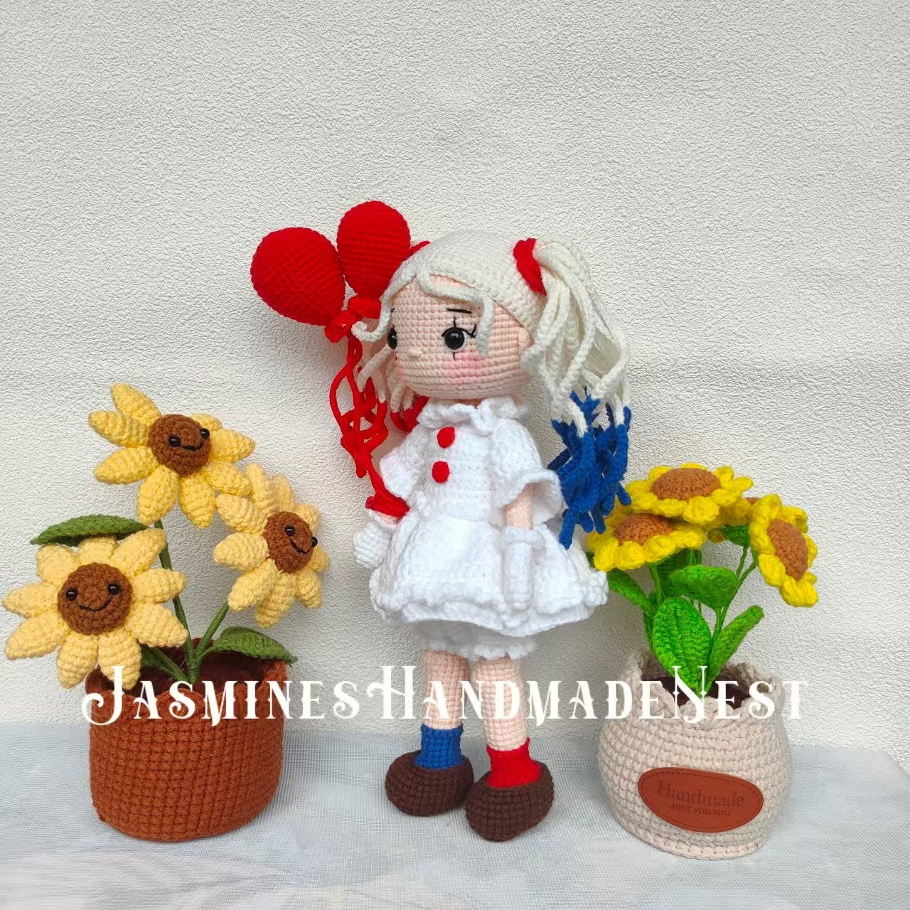 Handmade Quirky Clown Girl Doll – Crochet Plush Toy with Colorful Hair & Outfit, Unique Gift for Collectors & Fun-Loving Fans