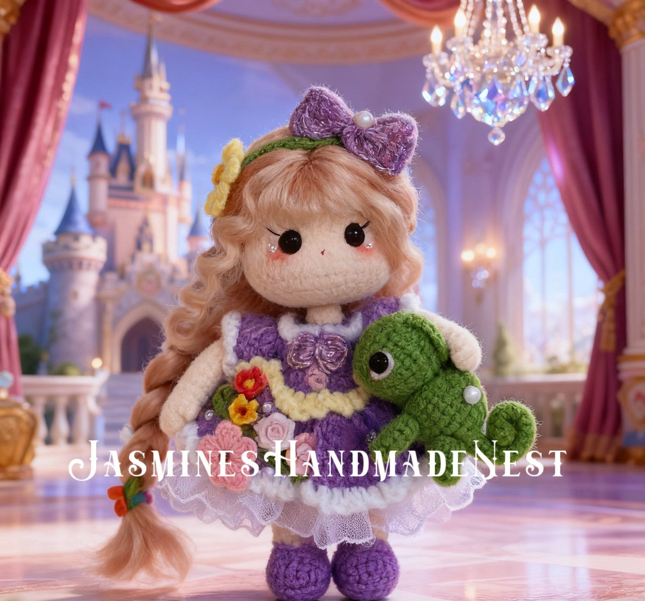 Handmade Micro Crochet Princess Doll – Mini Amigurumi Fairy Tale Girl, Long Hair Crochet Plush Toy, Cute Miniature Doll, Unique Handmade Gift for Kids